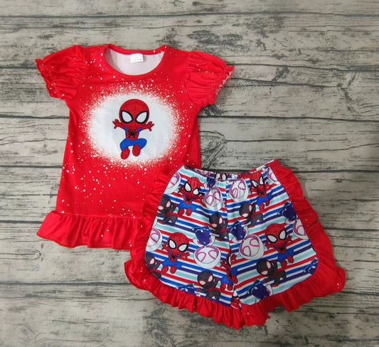 Baby girls cartoon red shorts outfits sets