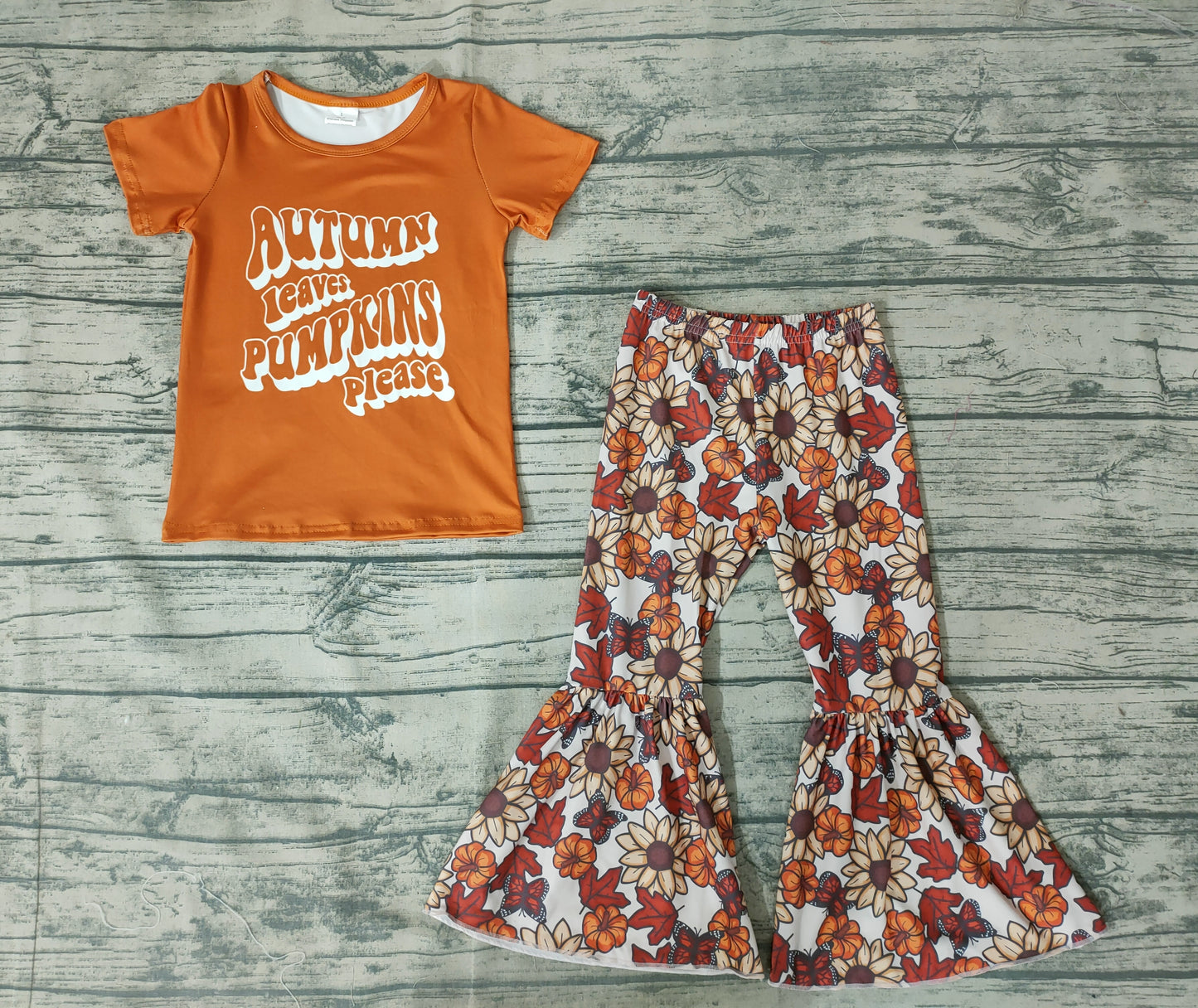 Baby Girls autumn pumpkin flower bell pants sets