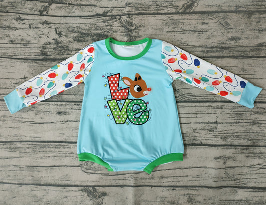 Baby girls Christmas love deer long sleeve rompers