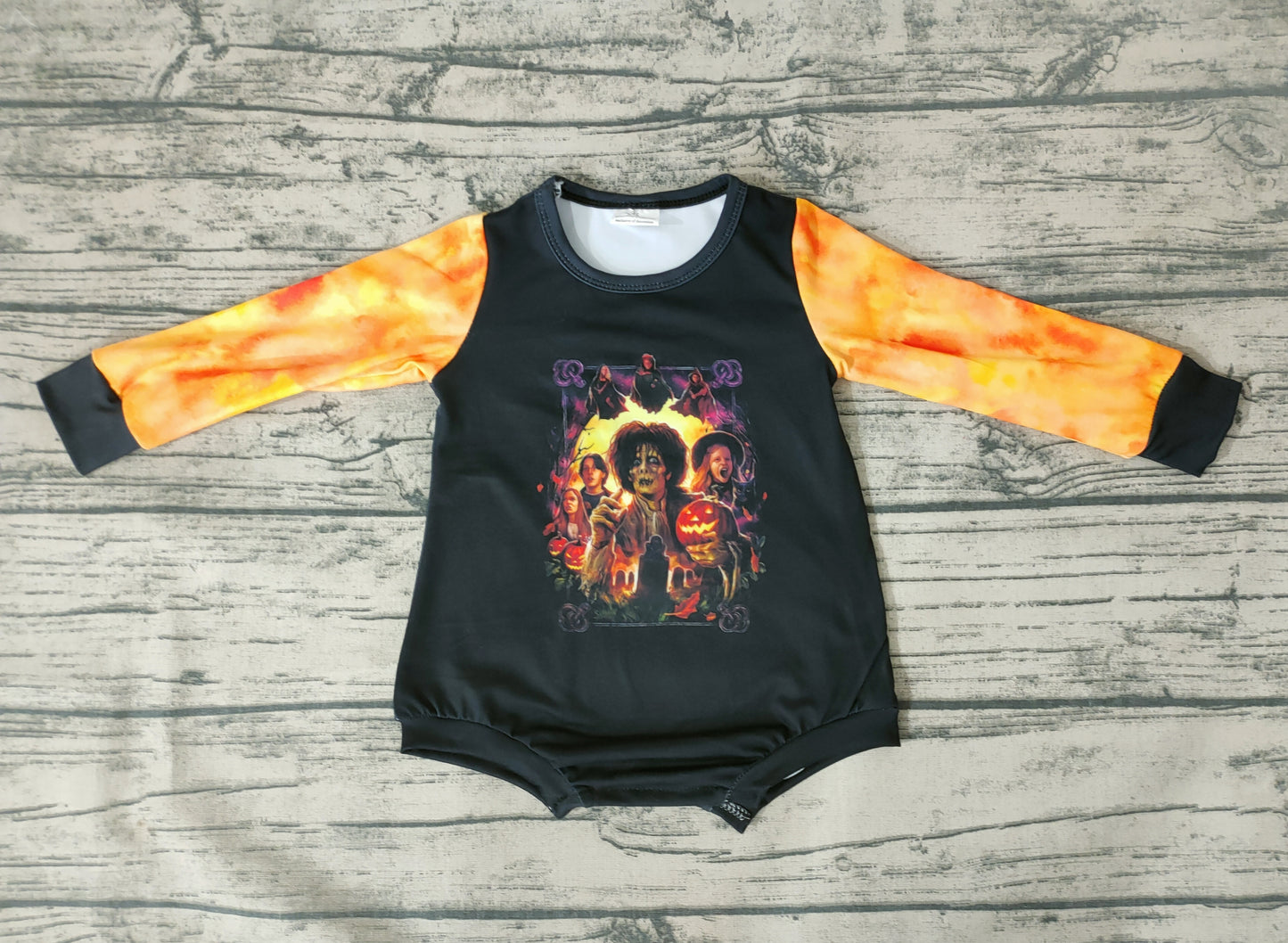 Baby girls Halloween black orange long sleeve rompers