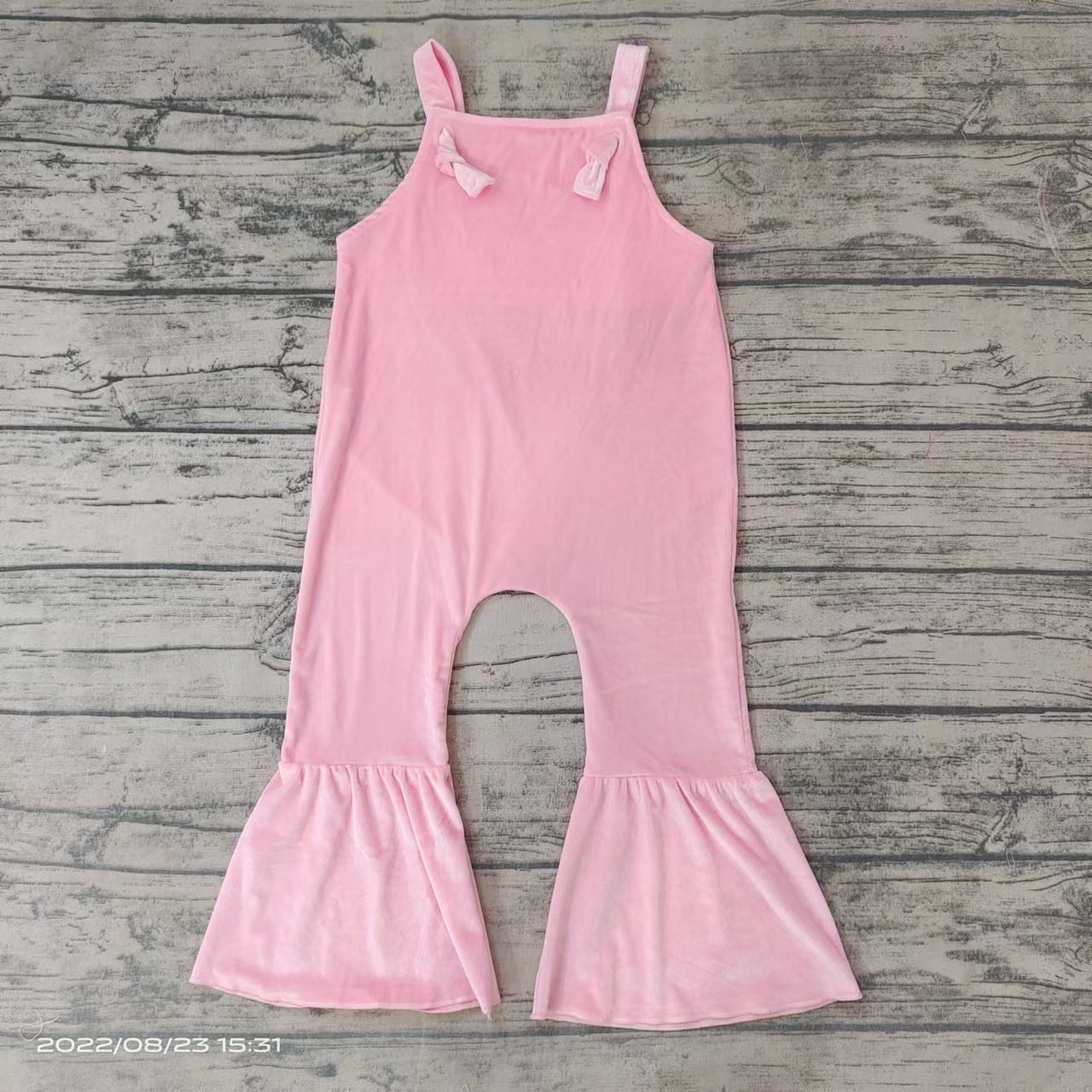 Baby girls pink velvet jumpsuits overalls