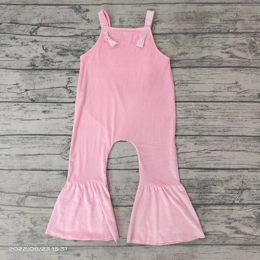 Baby girls pink velvet jumpsuits overalls