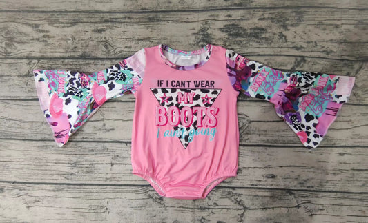 Baby girls western boots long sleeve rompers