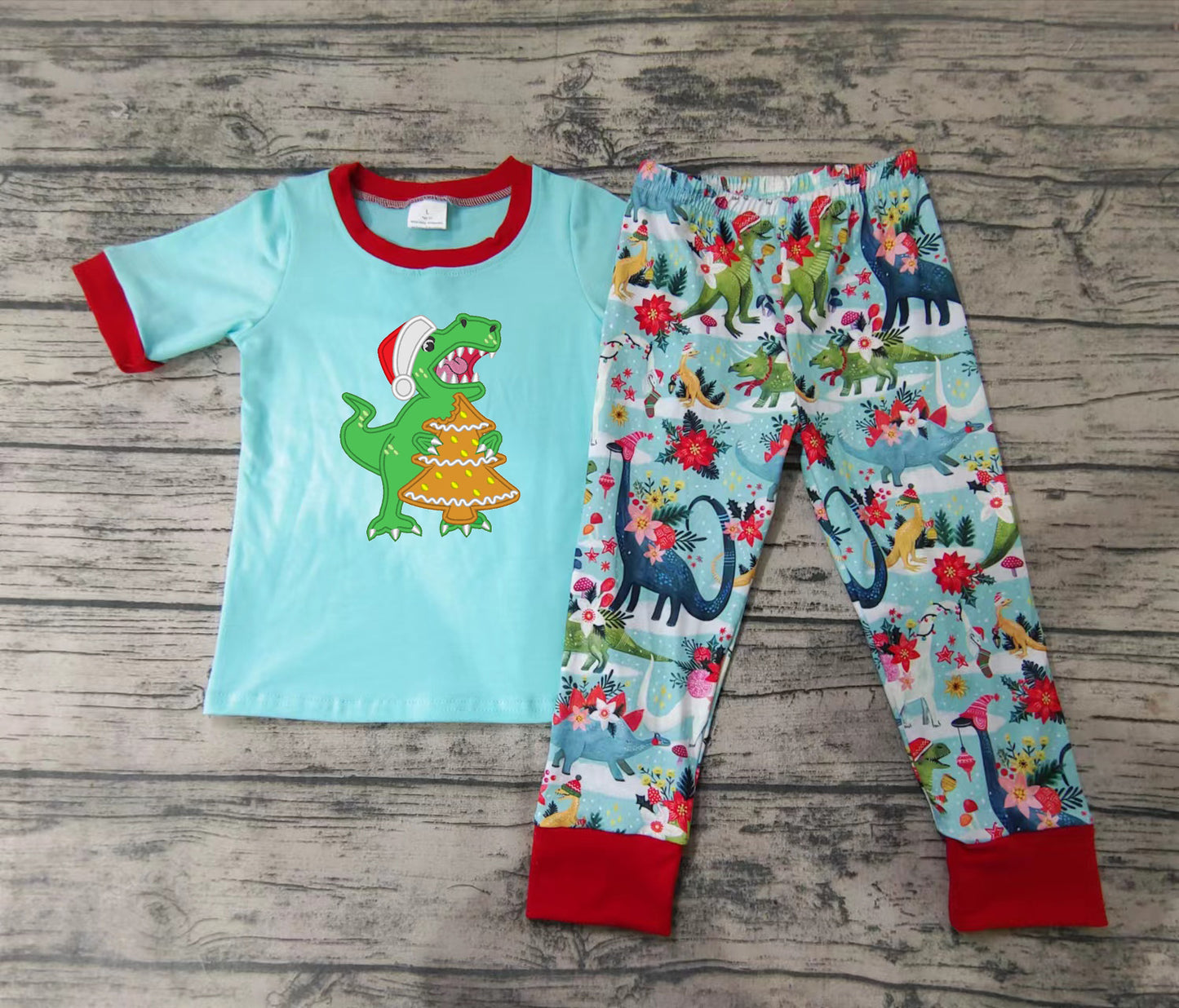 Baby girls Christmas dinosaur pajamas sleepwear clothes sets