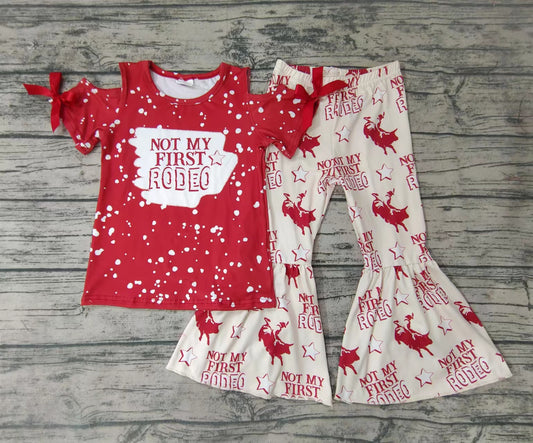 Baby girls rodeo western red bell pants clothing sets