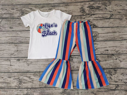 Baby Girls spring beach stripe bell pants clothing sets