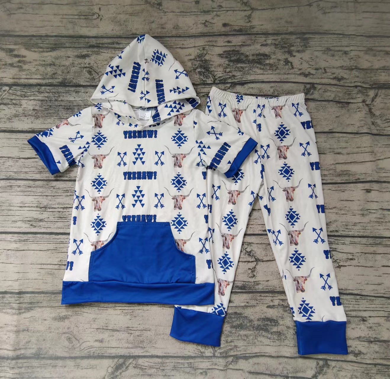 Baby boys western cow hoodie pants outfits