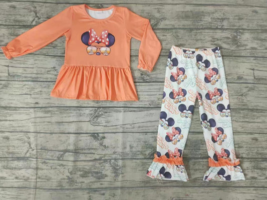 Baby girls Orange mouse ruffle pants clothes sets