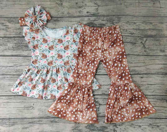 Baby girls deer tunic bell pants sets(can choose headband here)