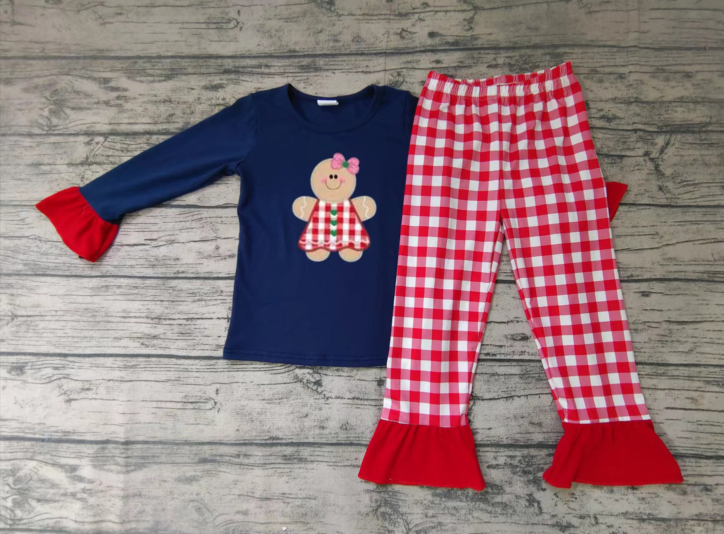 Baby girls gingerbread ruffle pajamas pants sets