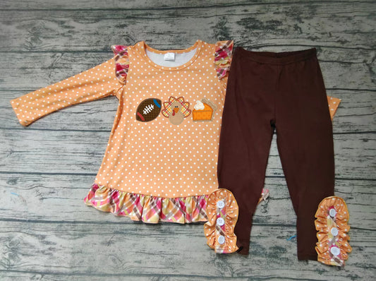 Baby girls Thanksgiving turkey cake dots pants clothes sets