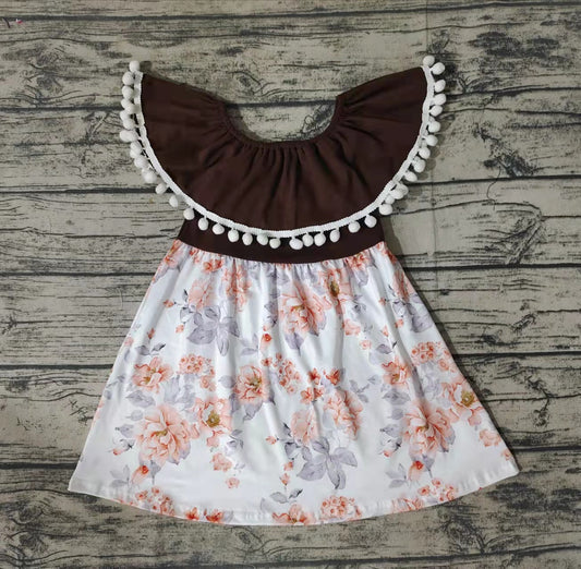 Baby girls summer floral off shoulder knee length dresses