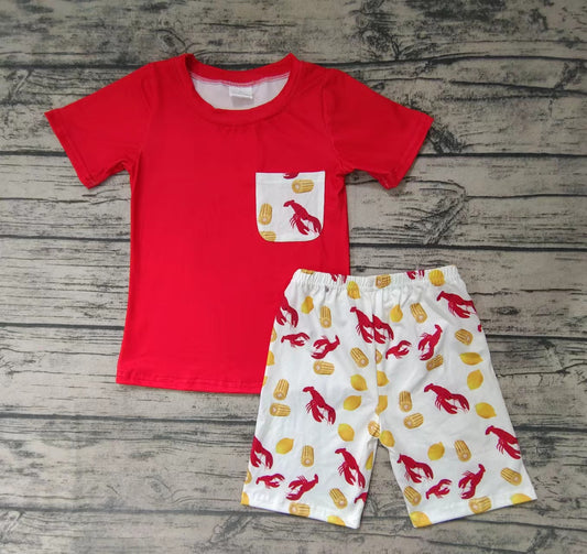 Baby boys lobster pocket tee shirt shorts sets