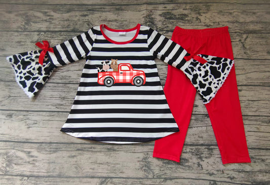 Baby girls farm tractor animal legging tunic sets