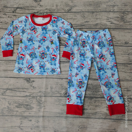 Baby boys christmas cartoon blue pajamas pants sets