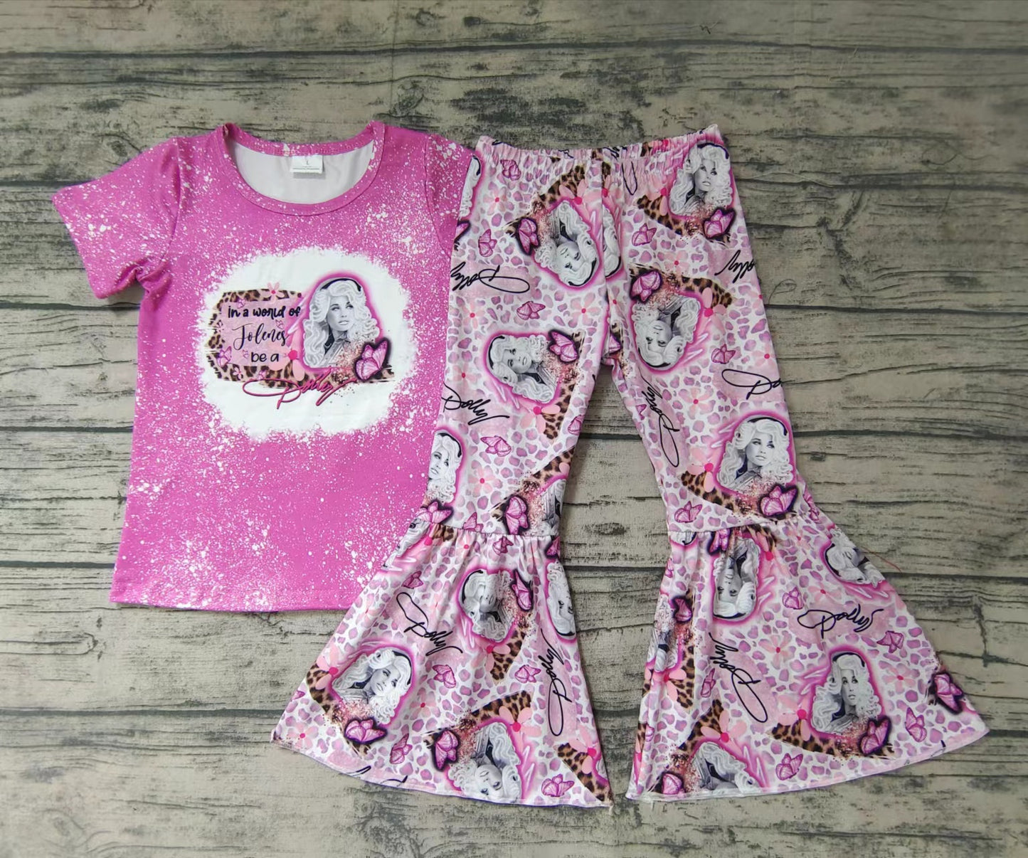 Baby girls singer pink bell pants clothes sets