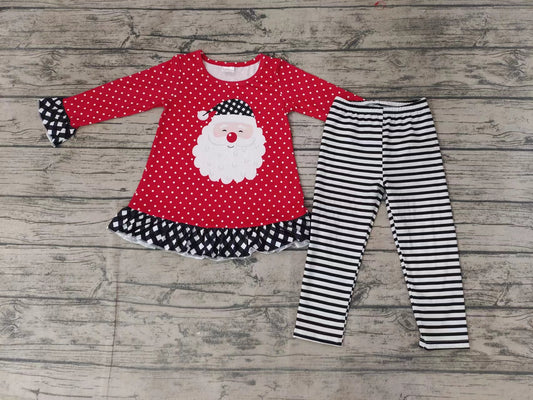 Baby Girls santa Christmas stripe legging pants clothes sets