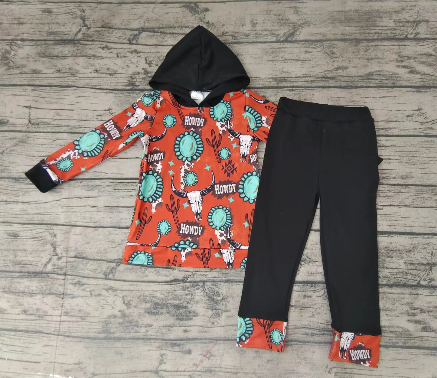 Baby boys girls west cow hooded fall clothes sets
