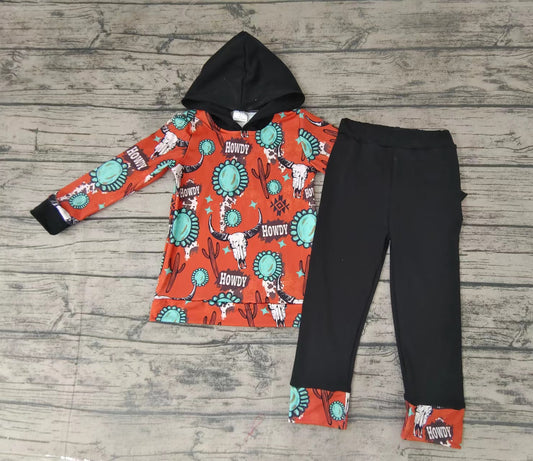 Baby boys girls west cow hooded fall clothes sets