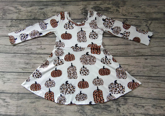 Baby girls pumpkin white leopard twirl dresses