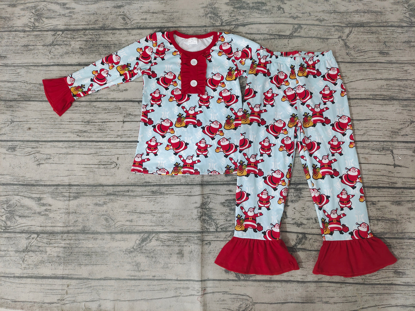 Baby Girls Christmas santa pajamas pants sets