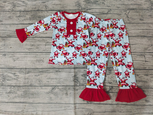 Baby Girls Christmas santa pajamas pants sets