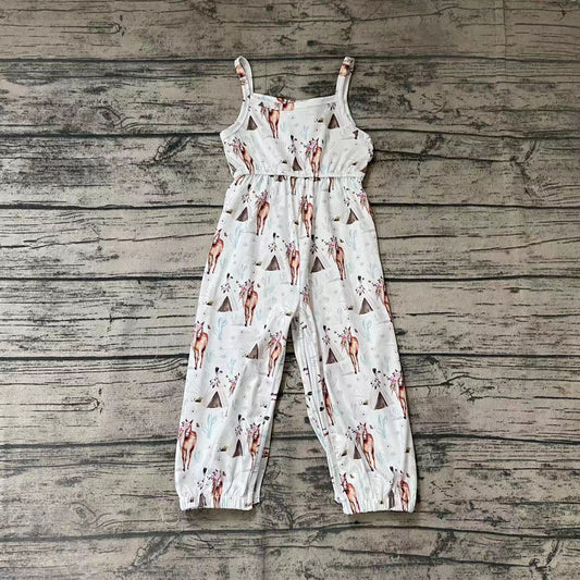 Baby girls western horse teepee jumpsuits