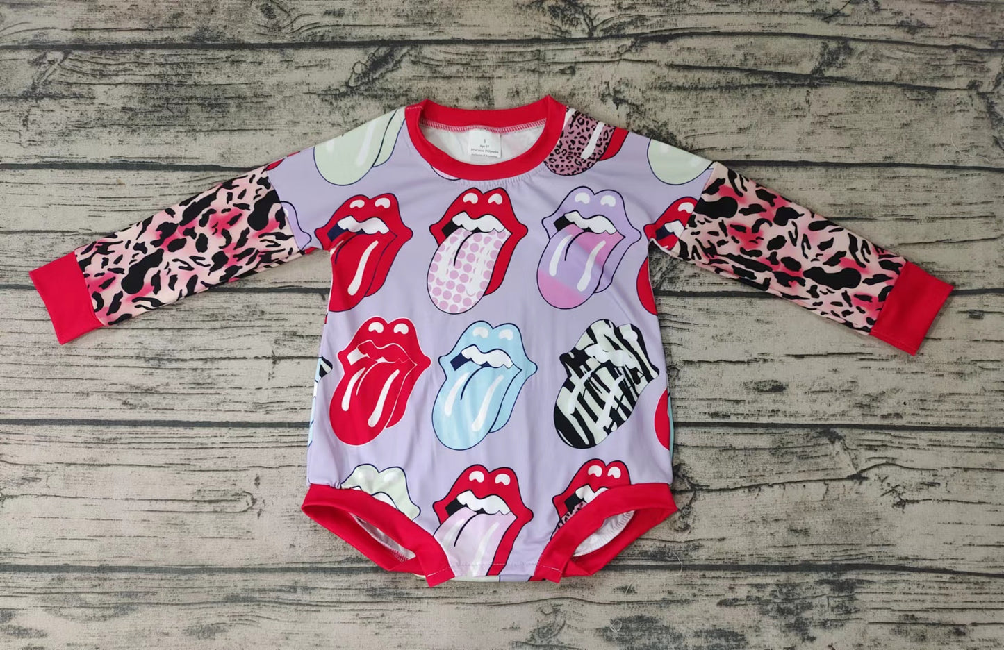 Baby girls band singer tongue long sleeve rompers