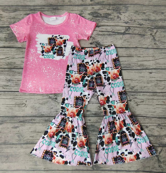 Baby Girls pink cowgirl bell pants clothing sets