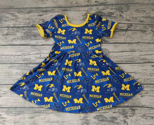 Baby girls short sleeve football team M twirl dresses