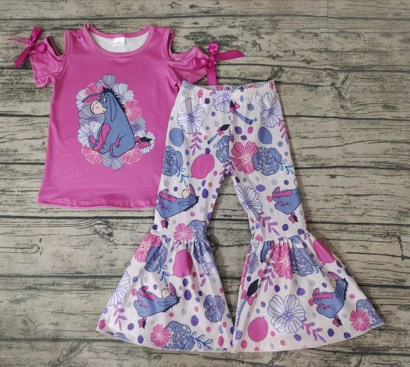 Baby girls donkey cartoon bell pants sets