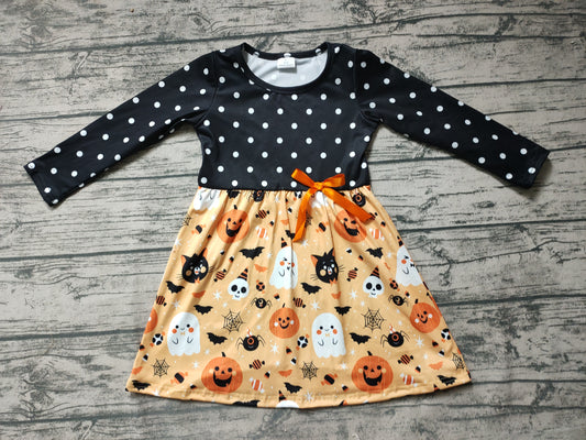 Baby girls bow ghost Halloween black dresses