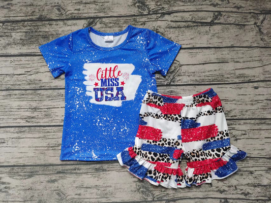 Baby girls little miss USA summer shorts sets