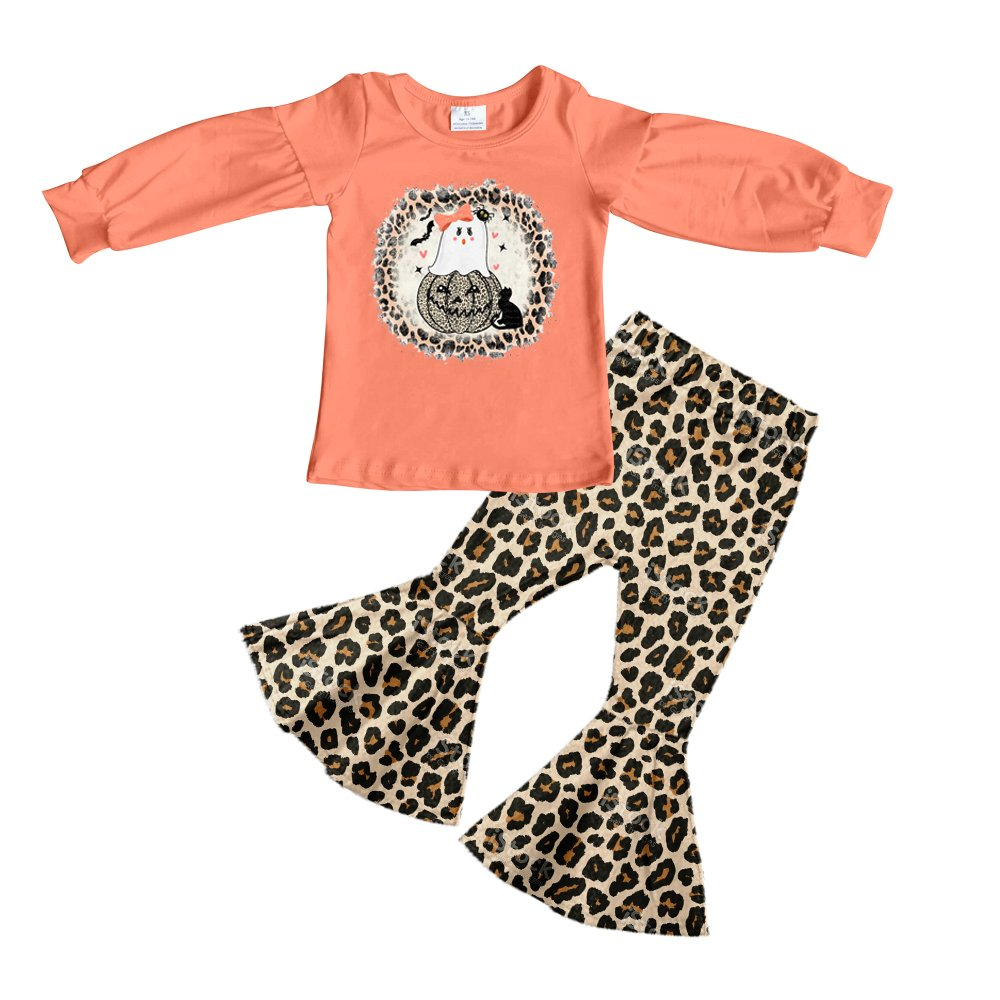 Baby Girls leopard ghost bell halloween clothing sets