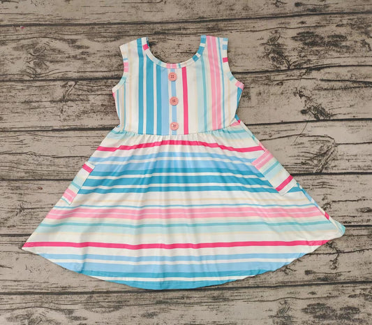 Baby girls summer colorful stripe knee length dresses