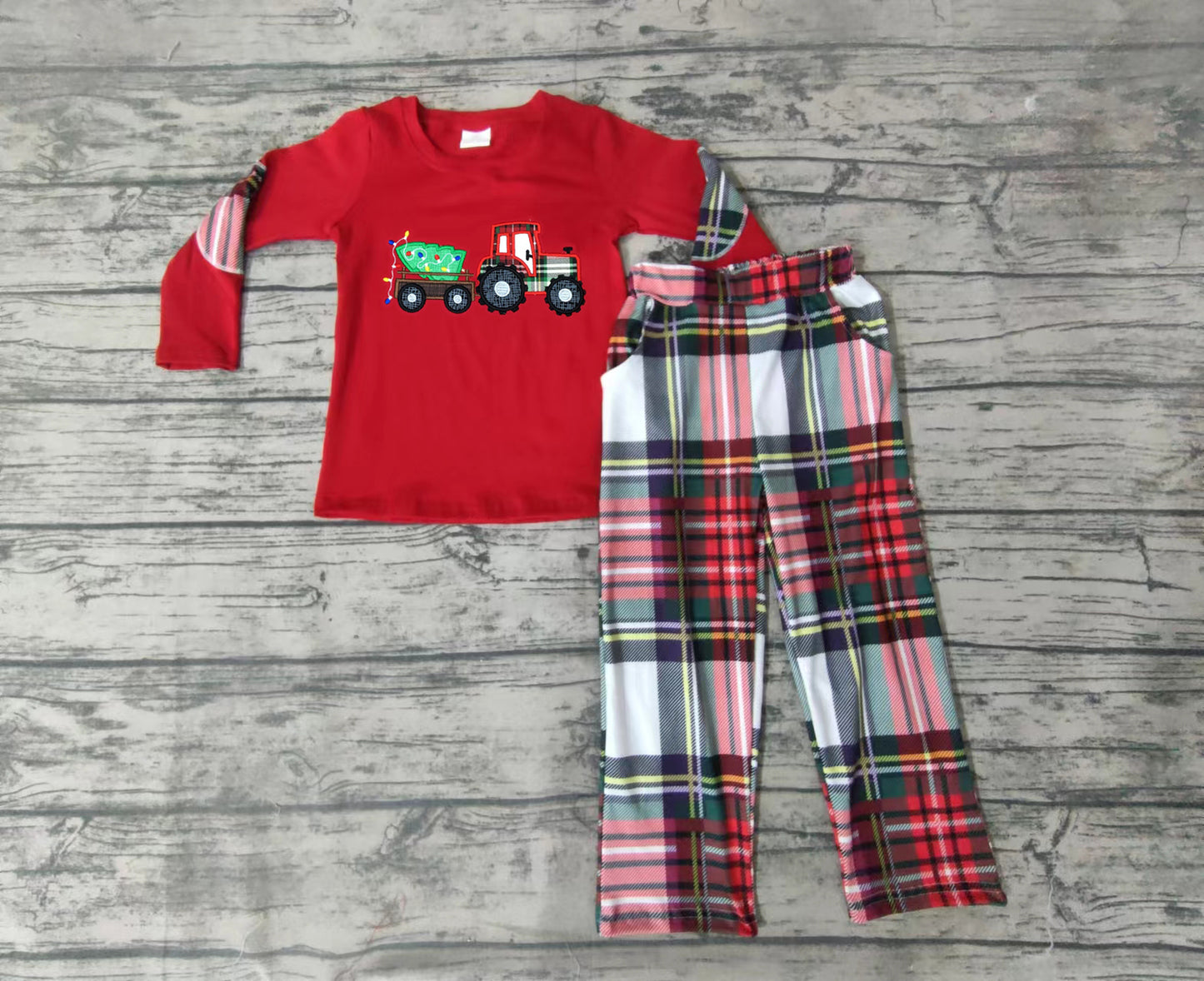 Baby boys Christmas tractor pants clothes sets