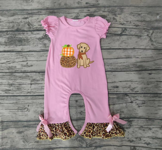 Baby girls pumpkin dogs rompers