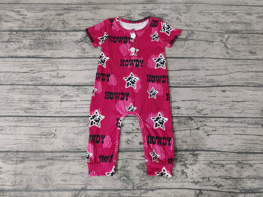 Baby boys red howdy western rompers