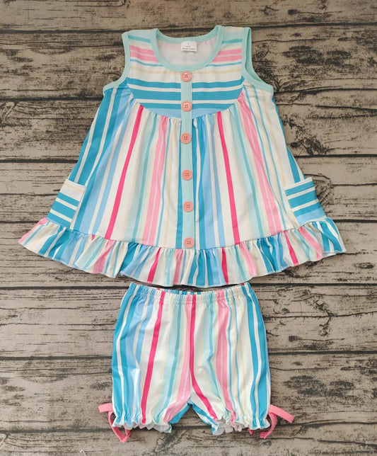 Baby girls colorful stripe summer shorts sets