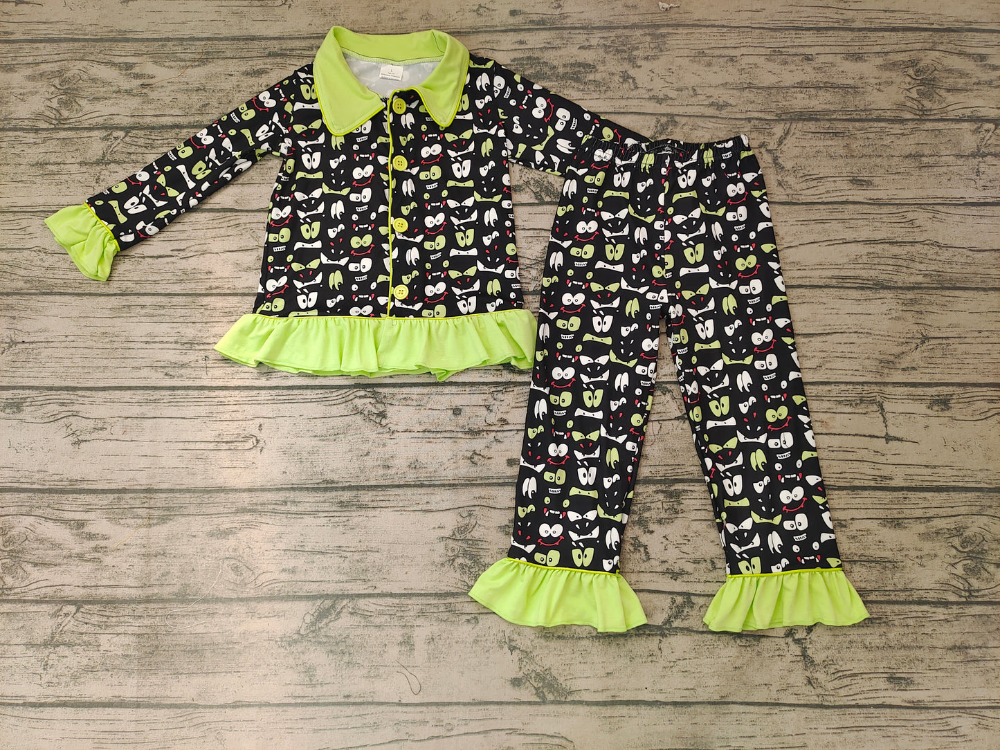 Baby Girls Halloween eyes Button Ups Pajamas Sets