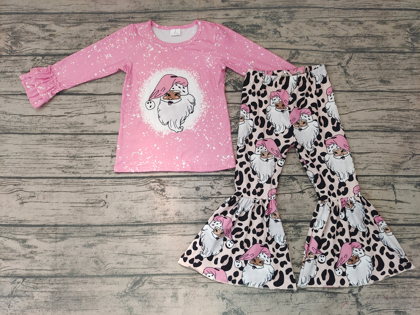 Baby Girls Christmas pink santa bell pants clothes sets