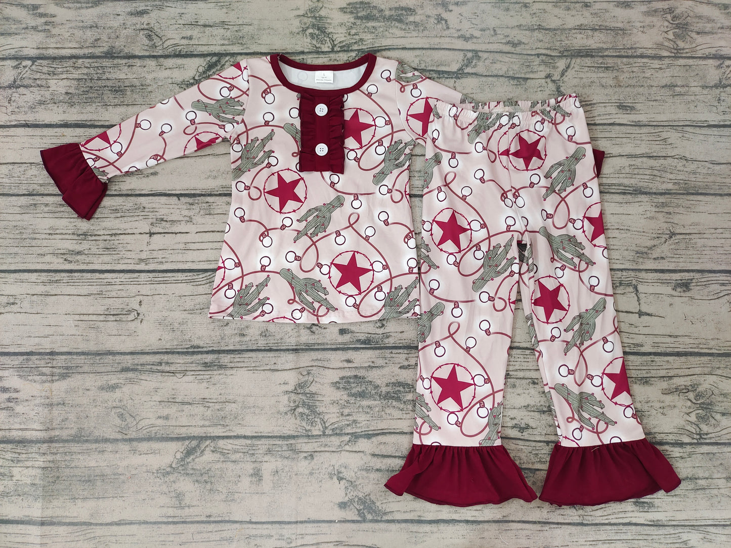 baby girls Christmas star cactus pajamas sets