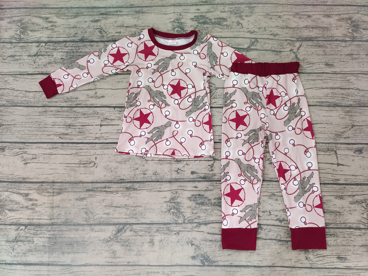 Baby Boys Christmas star cactus pajamas sets