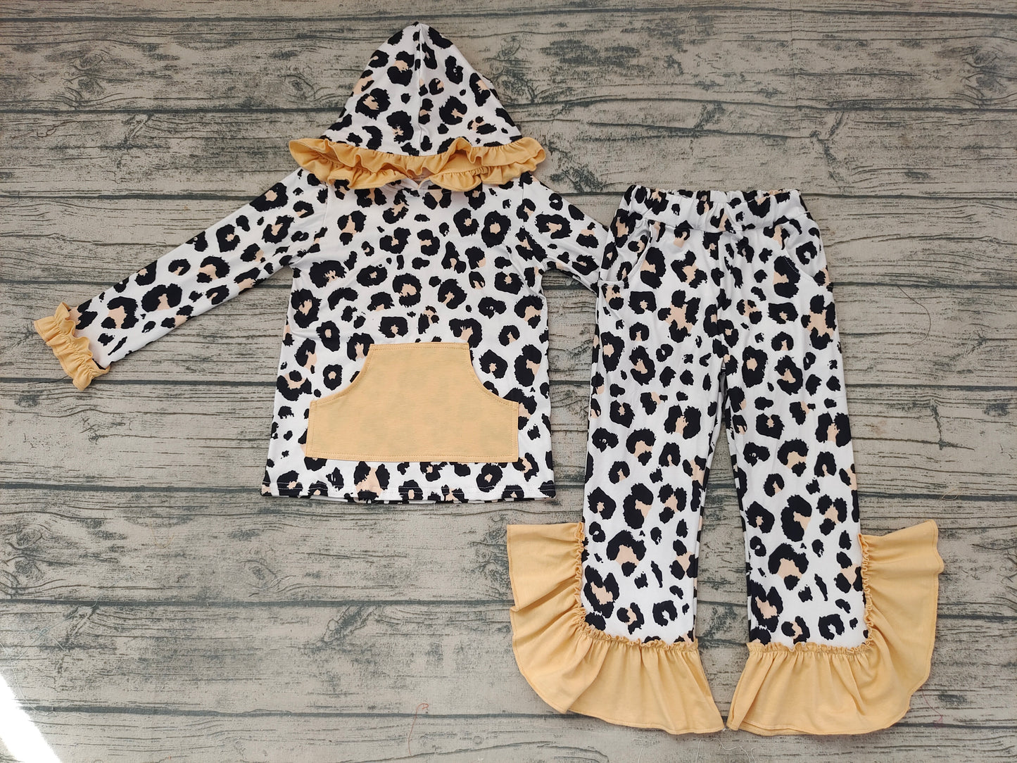 baby girls leopard hoodie top pants sets