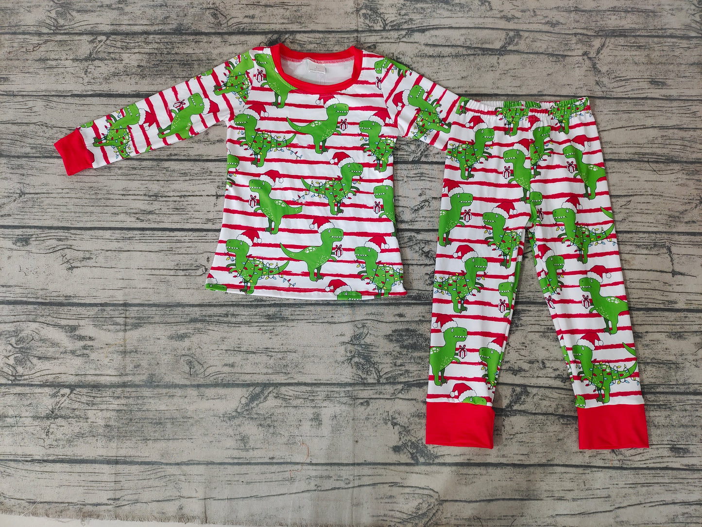 Baby kids Christmas dinosaur pajamas sets