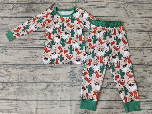 baby Boys christmas West Santa Cactus pajamas sets