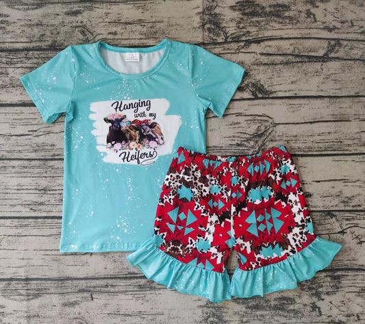 Baby girls western heifer summer shorts sets