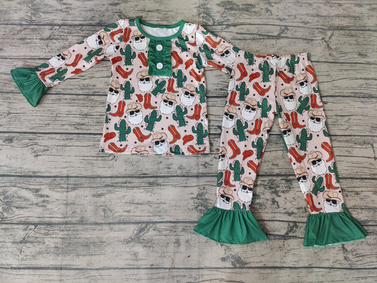 baby Girls christmas West Santa Cactus pajamas sets