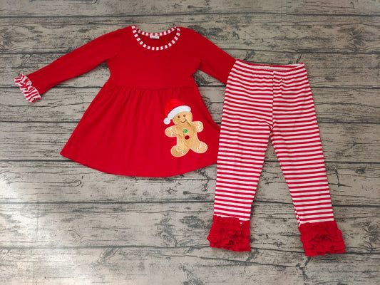 Baby girls Christmas gingerbread red pants sets