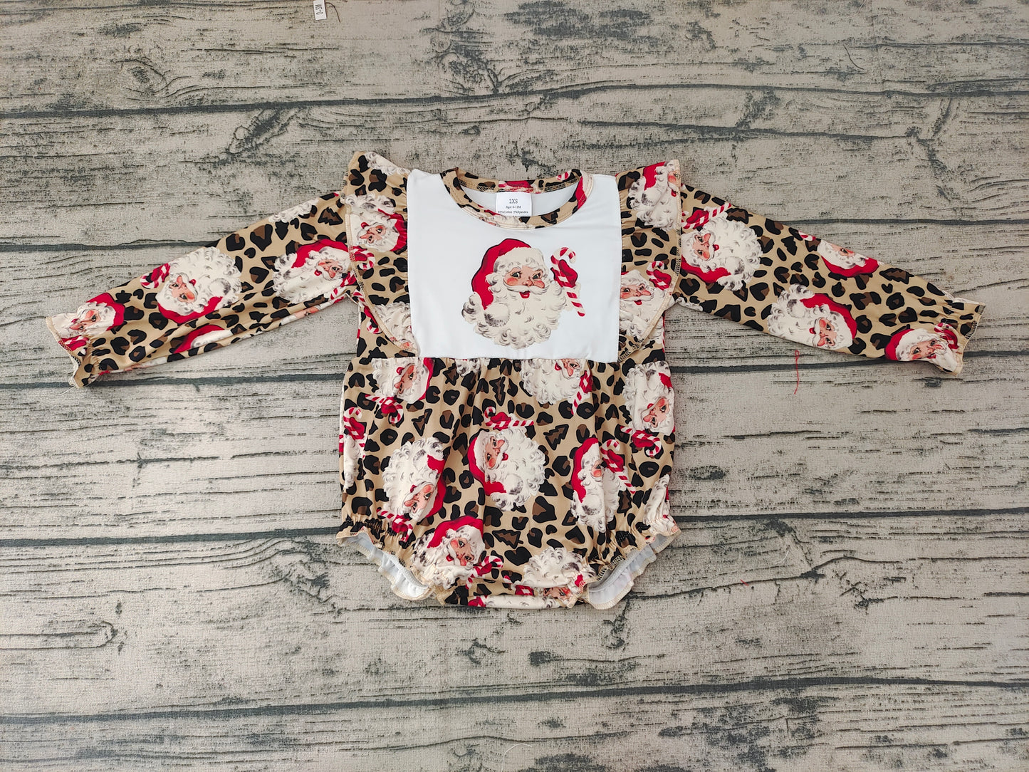 Baby girls Christmas leopard santa rompers